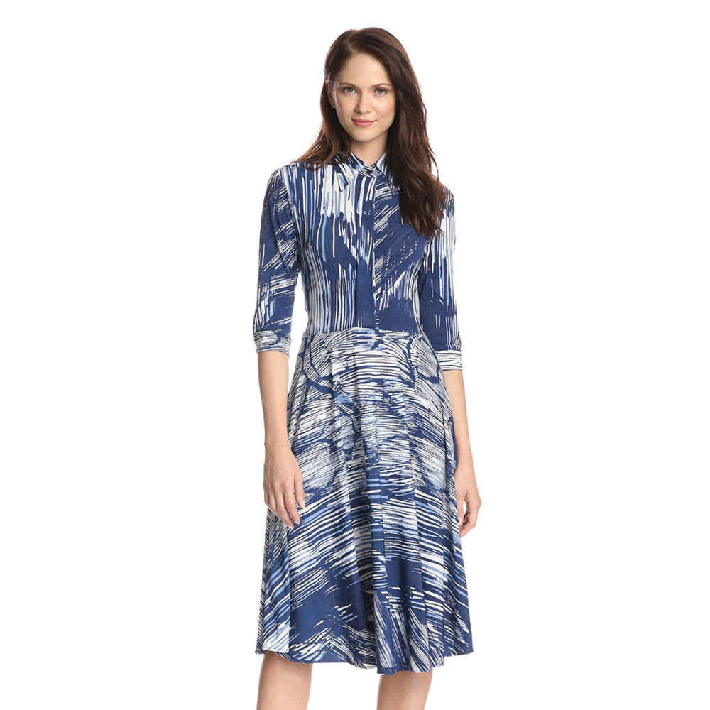 Melissa Masse Cotton Blue/White Striped Dress XL